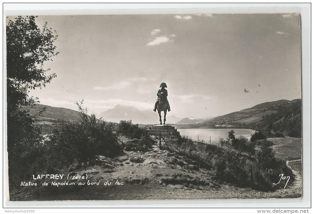 Isère - 38 - Laffrey Statue Napoléon Au Bord Du Lac Carte Photo Ollière Anc. Delacoste La Mure Ed Jan - Laffrey