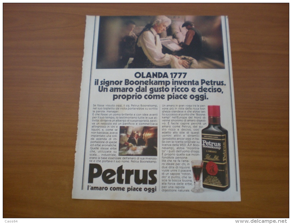 Advertising Pubblicità PETRUS L'AMARO COME PIACE OGGI   - 1982 - Alcolici