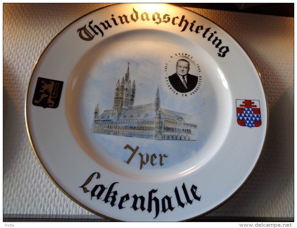 * Ieper - Ypres - Yper * Uniek Bord Porselein IEPER Thuindagschieting A. Gruwez, Assiette - Sonstige & Ohne Zuordnung