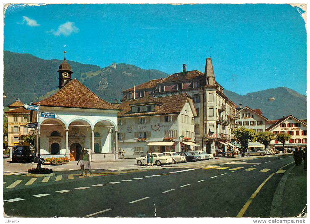 Dorfpartie, Brunnen, SZ Schwyz, Switzerland Postcard Posted 1974 Stamp - Sonstige & Ohne Zuordnung