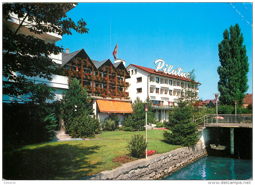 Hotel Pliatus, Hergiswil Am See, NW Nidwalden, Switzerland Postcard Posted 2000 Stamp - Hergiswil