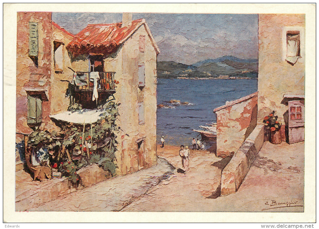 E Beaussier, St Tropez, Art Painting Postcard Posted 1984 Stamp - Peintures & Tableaux