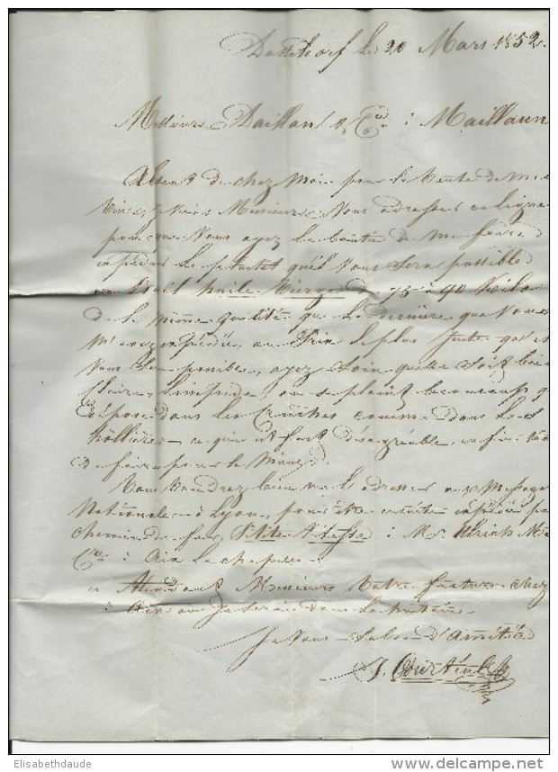 ALLEMAGNE - 1853 - LETTRE De DÜSSELDORF Pour MAILLANE (BOUCHES DU RHONE) Avec ENTREE Par VALENCIENNES - Storia Postale