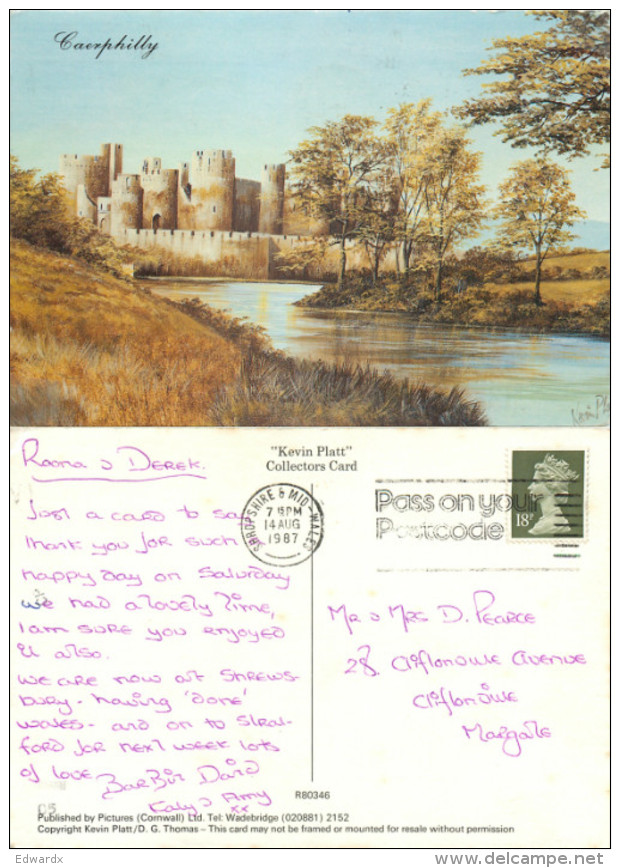 Castle, Caerphilly, Glamorgan, Wales Postcard Posted 1987 Stamp - Glamorgan