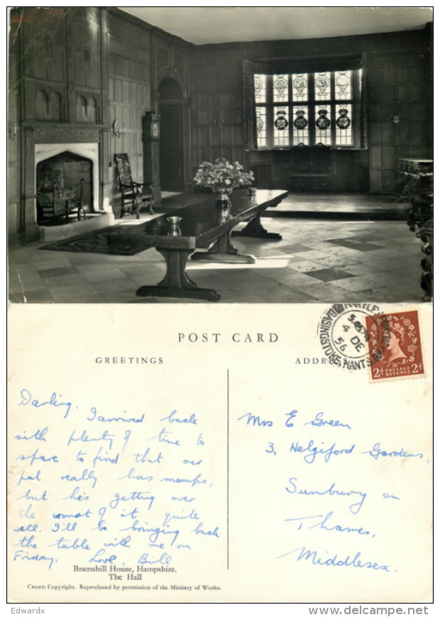 Bramshill House, Bramshill, Hampshire, England RP Postcard Posted 1956 Stamp - Andere & Zonder Classificatie