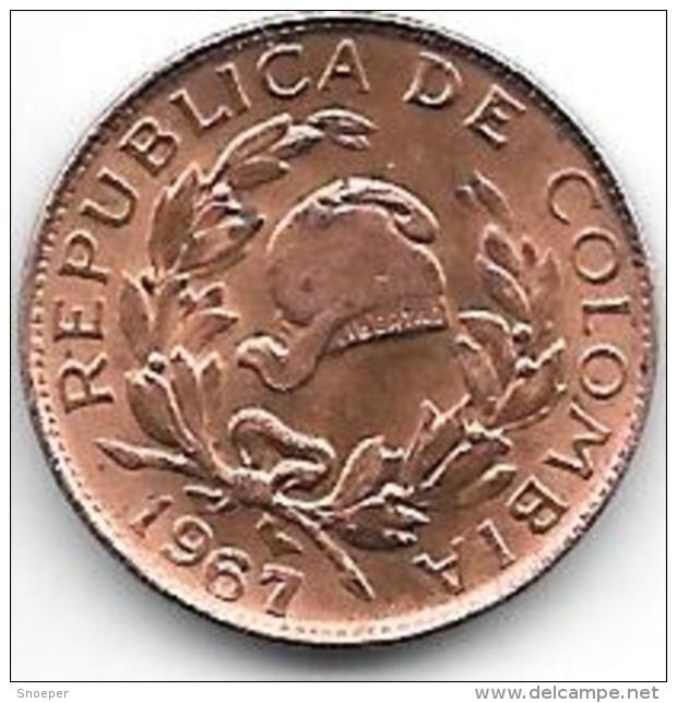 *colombia 1 Centavo 1967  Km 205a  Unc - Colombie