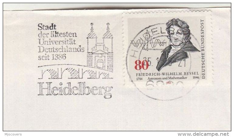 1985  GERMANY COVER Stamps BESSEL Atronomer, SLOGAN  Pmk HEIDELBURG UNIVERSITY SINCE 1386, Mathematics Astronomy - Astronomy