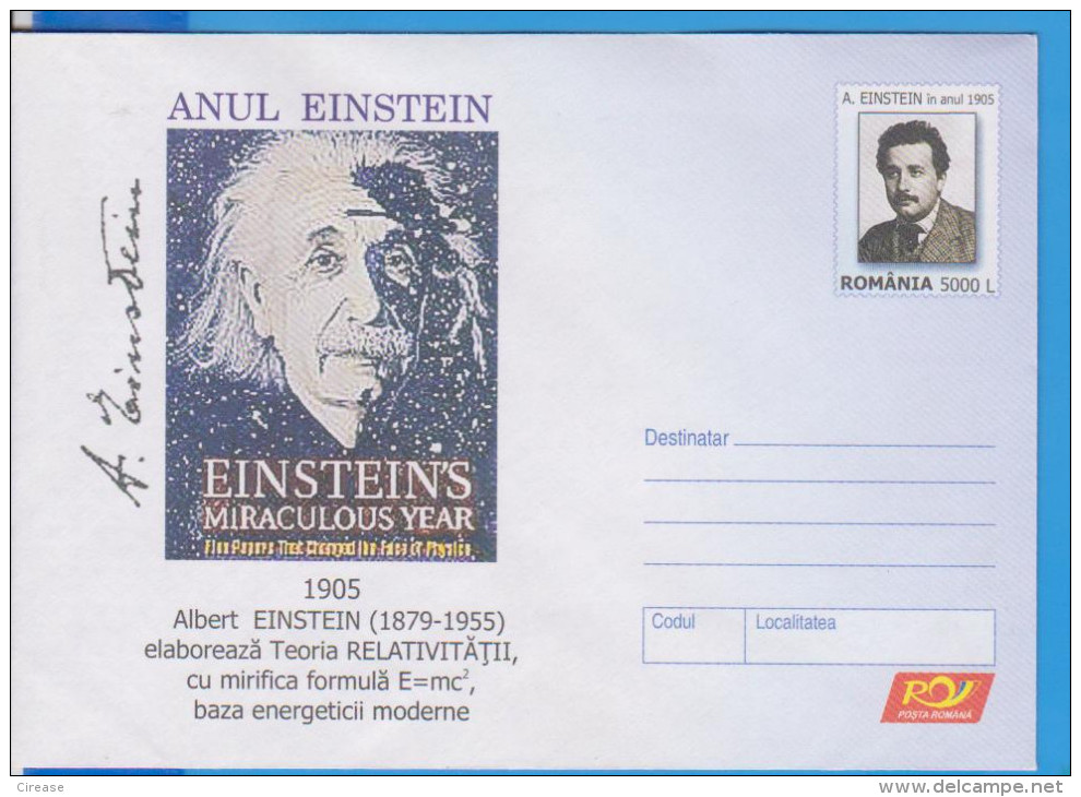 ALBERT EINSTEIN  ROMANIA GANZSACHE STATIONERY ENTIER - Albert Einstein