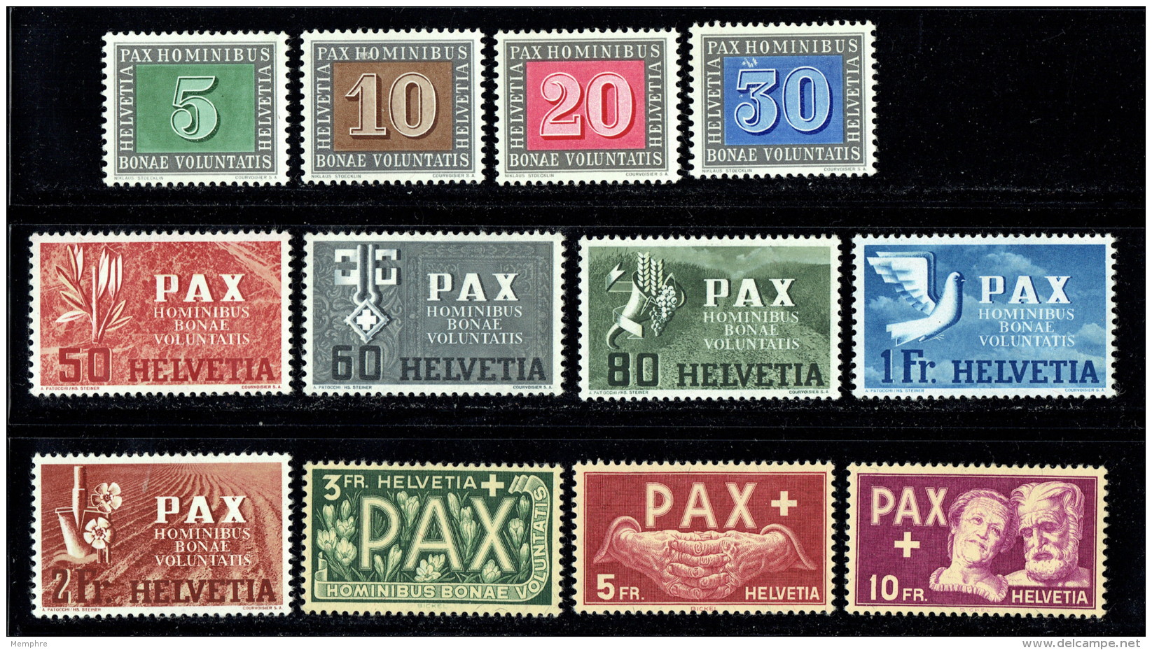 1945  Armistice  PAIX  Mi 447-59, Manque Le 40 C. Petit Format  *  MH - Ungebraucht