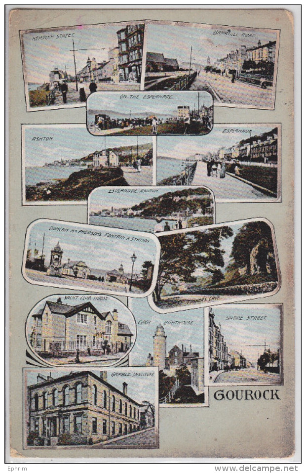 GOUROCK (Scotland) - Multiview 1907 - Yacht Club - Lighthouse - Gamble Institute - Ashton - Renfrewshire