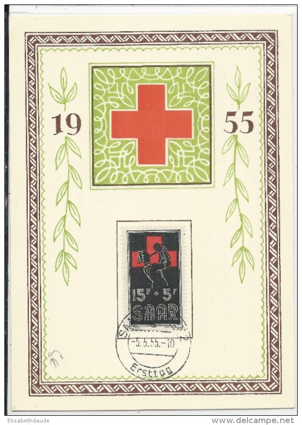 SAAR - 1955 - CARTE MAXIMUM De La CROIX-ROUGE (RED CROSS) De SAARBRÜCKEN - Maximumkarten