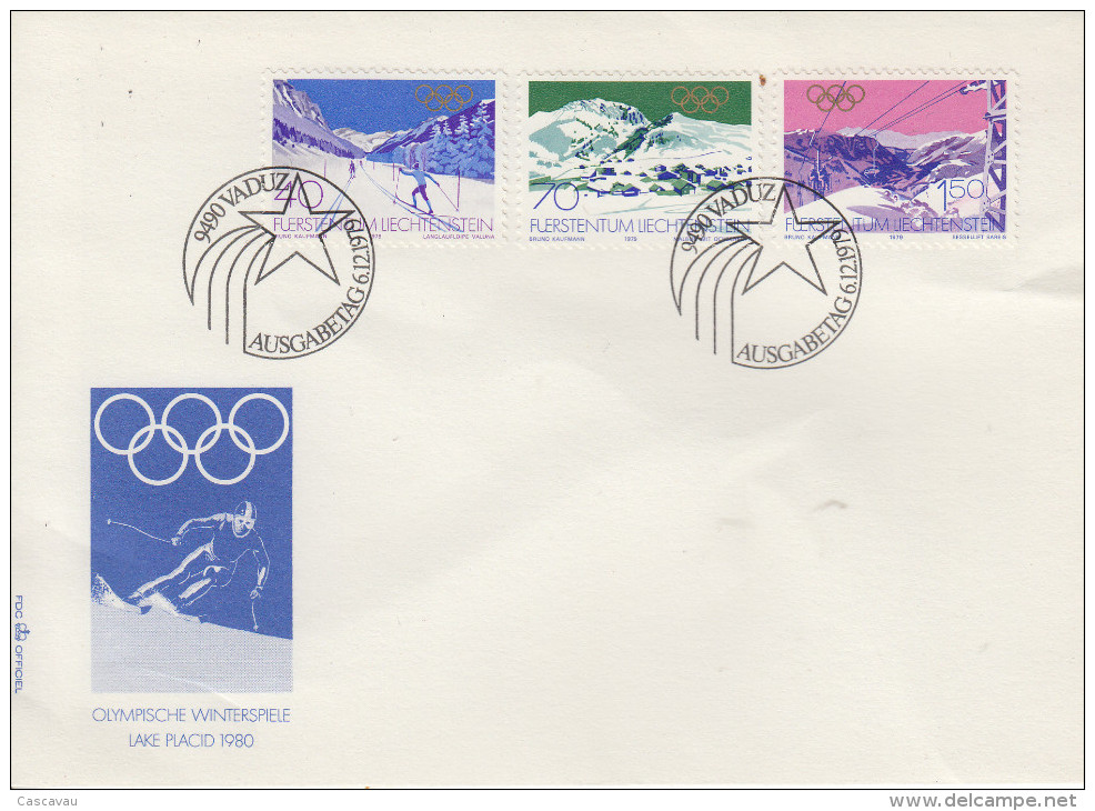 Enveloppe  FDC  1er  Jour  LIECHTENSTEIN    Jeux   Olympiques   LAKE  PLACID    1980 - Invierno 1980: Lake Placid