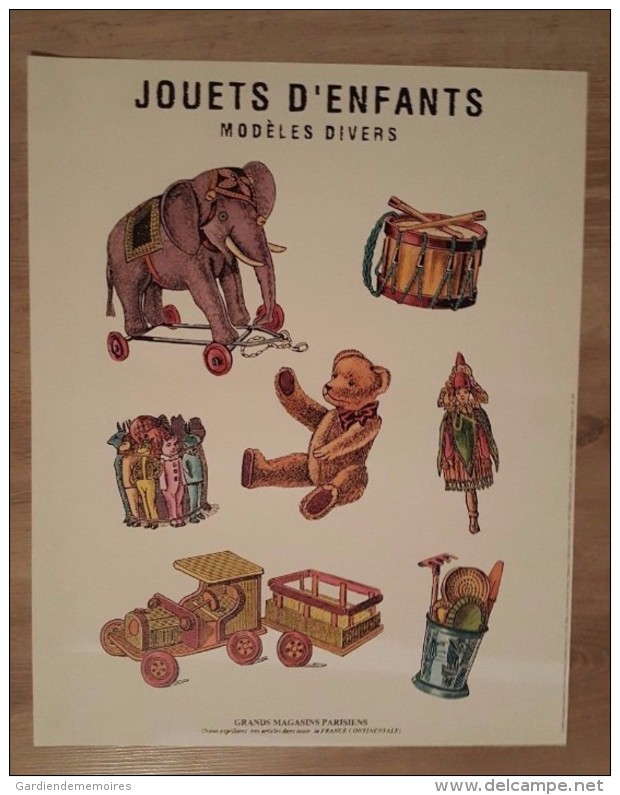 Affiche Jouets D'Enfants Grand Magasins Parisiens Ours En Peluche - éléphants... - Afiches