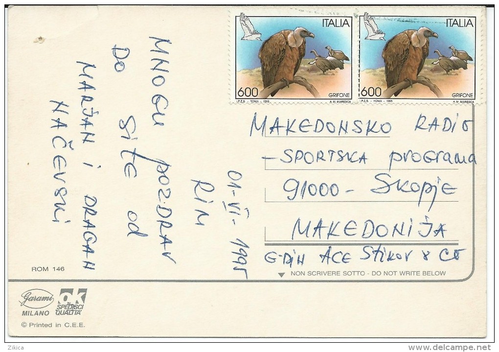 Birds On Stamps.Italy Postcard Via Macedonia - Autres & Non Classés