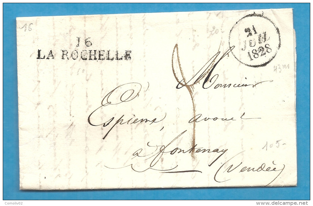 Charente Inférieure - La Rochelle Pour Fontenay . 1828 - 1801-1848: Précurseurs XIX