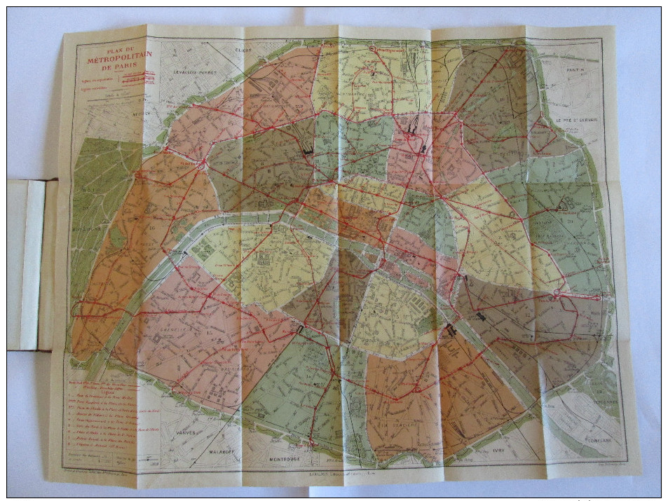 PLAN DE PARIS PAR ARRONDISSEMENT,BOIS DE BOULOGNE,RUES,BOULEVARDS,SUIVE DE L´ITINERAIRE DES AUTOBUS ET TRAMWAYS,ETC. - Toeristische Brochures