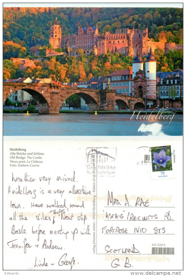 Heidelberg, Germany Postcard Posted 2012 Stamp - Heidelberg