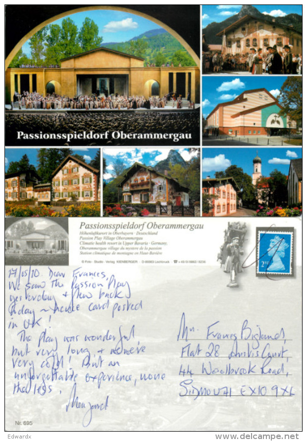 Passionsspiele, Oberammergau, Germany Postcard Posted 2010 Stamp - Oberammergau