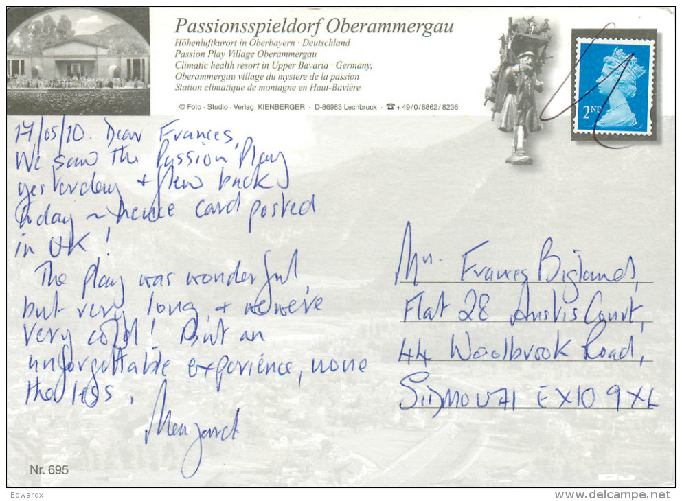 Passionsspiele, Oberammergau, Germany Postcard Posted 2010 Stamp - Oberammergau