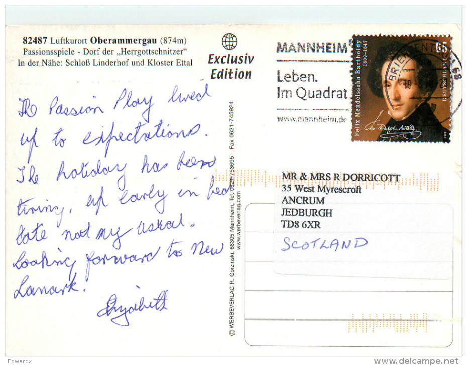 Oberammergau, Germany Postcard Posted 2010 Stamp - Oberammergau