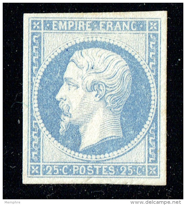 Empire Napoléon 25 Cent. Yv 15 Essai De Couleur Sur Carton Bleu Laiteux - Autres & Non Classés