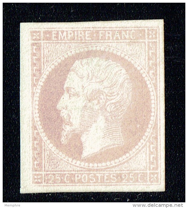 Empire Napoléon 25 Cent. Yv 15 Essai De Couleur Sur Carton Lilas Pâle - Autres & Non Classés