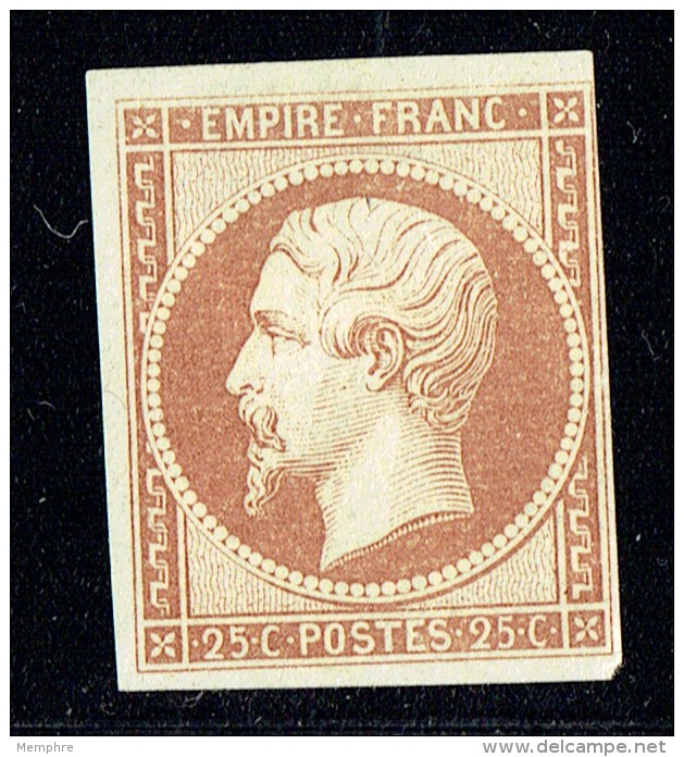 Empire Napoléon 25 Cent. Yv 15 Essai De Couleur Sur Baudruche   Bistre - Other & Unclassified