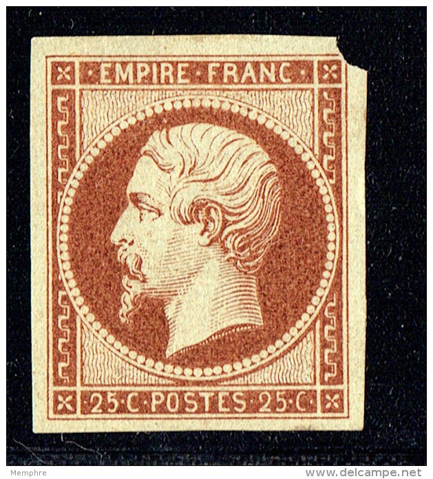 Empire Napoléon 25 Cent. Yv 15 Essai De Couleur Sur Baudruche   Bistre Brun Foncé - Altri & Non Classificati