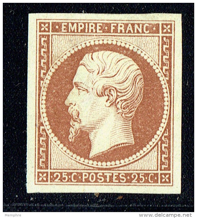 Empire Napoléon 25 Cent. Yv 15 Essai De Couleur Sur Baudruche   Brun - Autres & Non Classés