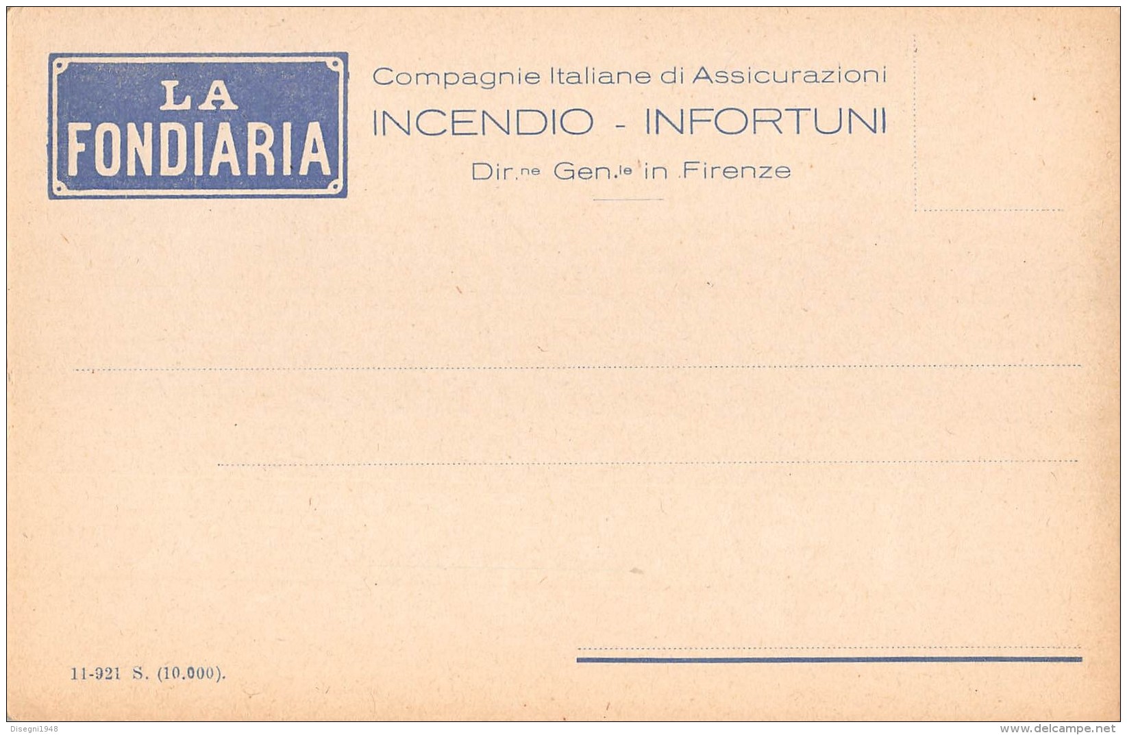 06349 "LA FONDIARIA - COMPAGNIE ITALIANE DI ASSICURAZIONI - FIRENZE" CART. ILL. ORIG. NON SPEDITA - Altri & Non Classificati