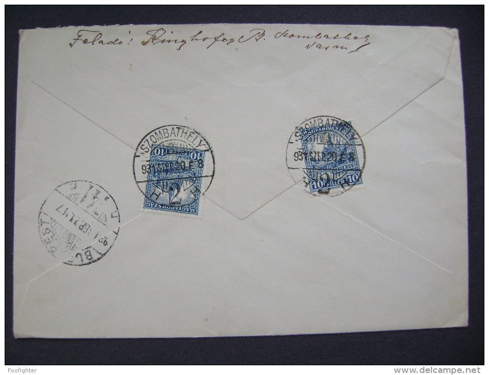 Hungary Cover Szombathely 1931 To Budapest - Back Side Stamps 2x 10 Filler - Briefe U. Dokumente