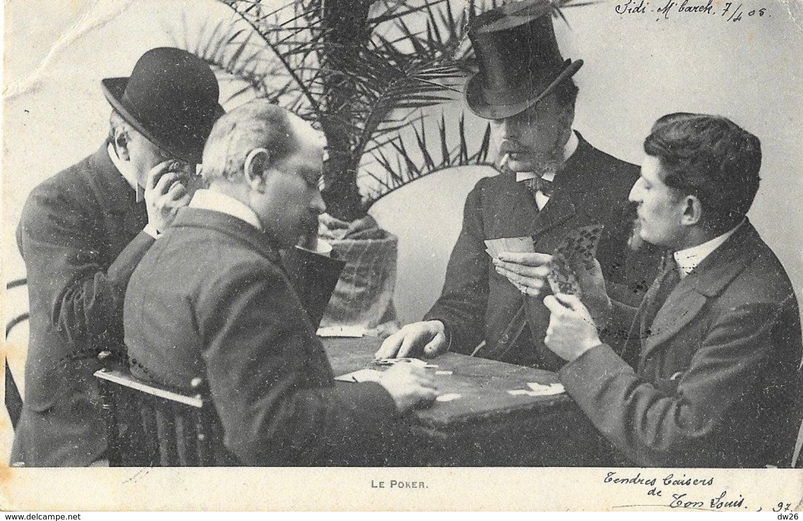 La Partie De Cartes - Le Poker - Phototypie A. Berger - Carte Précurseur - Cartes à Jouer