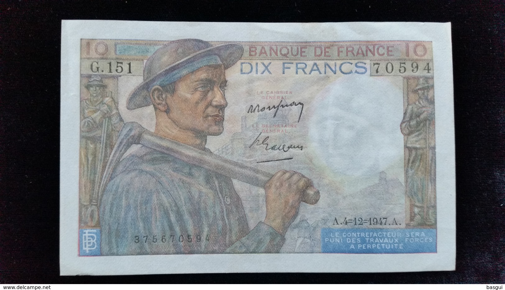 Billet De 10 Francs &quot;Mineur &quot; 1947.G.151 - ...-1889 Circulated During XIXth