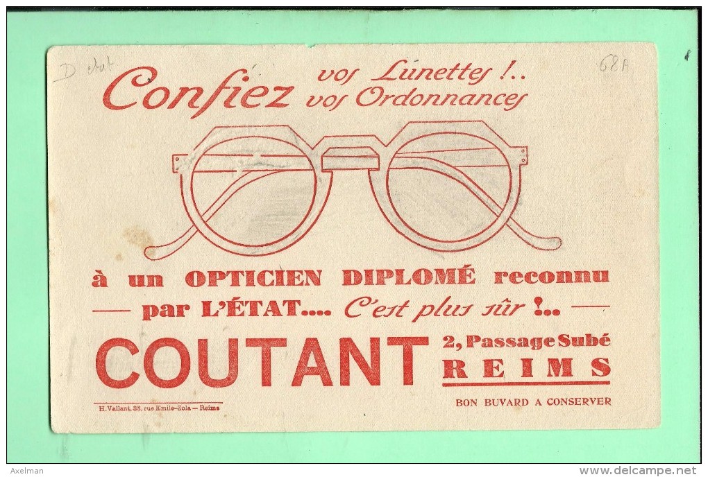 BUVARD: OPTICIEN, Coutant Passage Subé à REIMS - O