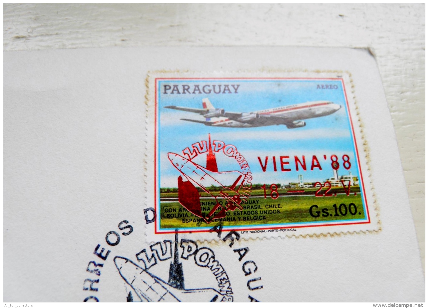 Cover From Paraguay To Italy Registered 1988 Special Cancel Plane Airplane Avion  OVERPRINT Stamp Viena ´88 - Paraguay