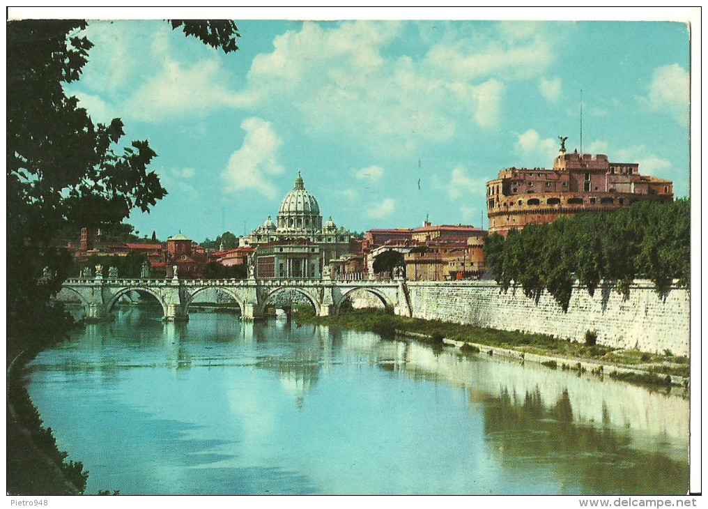 Roma (Lazio) Fiume Tevere, Cupola Basilica Di San Pietro E Castel Sant'Angelo, Tevere River And St. Angelo Castle - Fiume Tevere