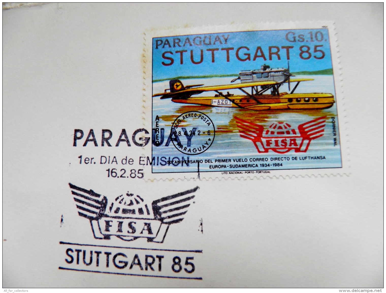 Cover From Paraguay To Suisse Registered 1985 Special Fdc Cancel Plane Airplane Avion OVERPRINT Stuttgart Germany FISA - Paraguay