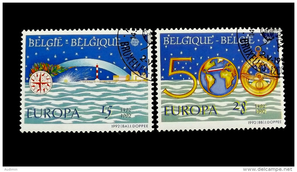 Belgien 2506/7 Oo/ESST, EUROPA/CEPT 1992, Christoph Kolumbus (1451-1506), 500 J. Entdeckung Amerikas - Gebraucht