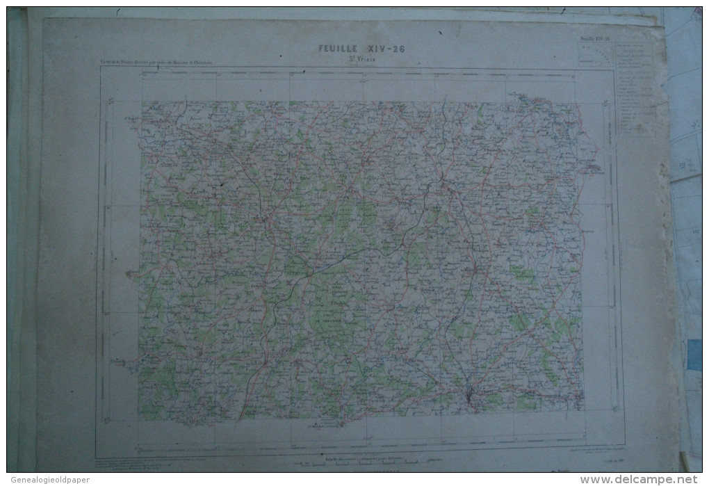 87-  SAINT YRIEIX LA PERCHE- LA MEYZE-CHALUS-FIRBEIX-NEXON-JANAILHAC-CHALARD-LADIGNAC-CARTE GEOGRAPHIQUE 1881- - Carte Geographique