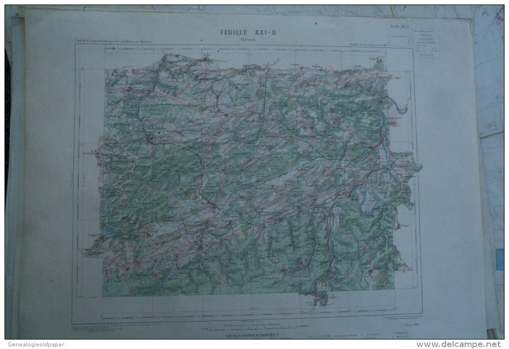 08- GIVET - CARTE GEOGRAPHIQUE 1887- MARIEMBOURG-PHILIPEVILLE-CERFONTAINE-DAUSSOIS-TREIGNES-HAYBES-WALCOURT - Cartes Géographiques