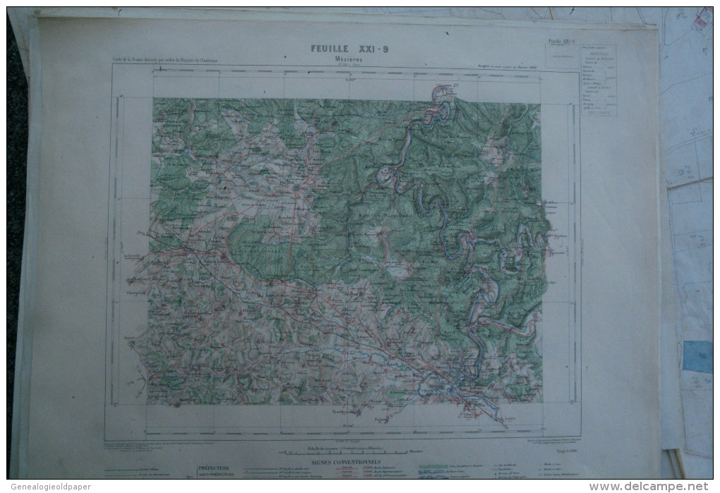 08-  MEZIERES - CARTE GEOGRAPHIQUE 1888- ROCROI-REVIN-HAYBES-BLOMBAY-THIERACHE-THILAY-MARLEMONT-CERNION-MARBY- RENWEZ- - Cartes Géographiques