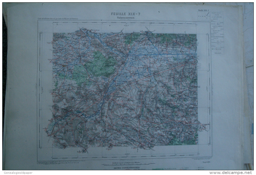 59- VALENCIENNES - CARTE GEOGRAPHIQUE 1889-VILLEREAU-HASPRES-AVESNES LE SEC-HASNON-QUIEVRECHAIN-THULIN-JENLAIN-WARGNIES- - Mapas Geográficas