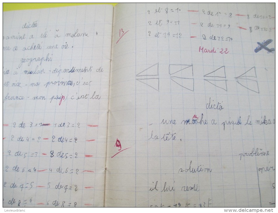 Cahier d´exercices/Dominique Favardin/Dictées, problémes/ Annoté et corrigé par le Professeur/1959           CAH109