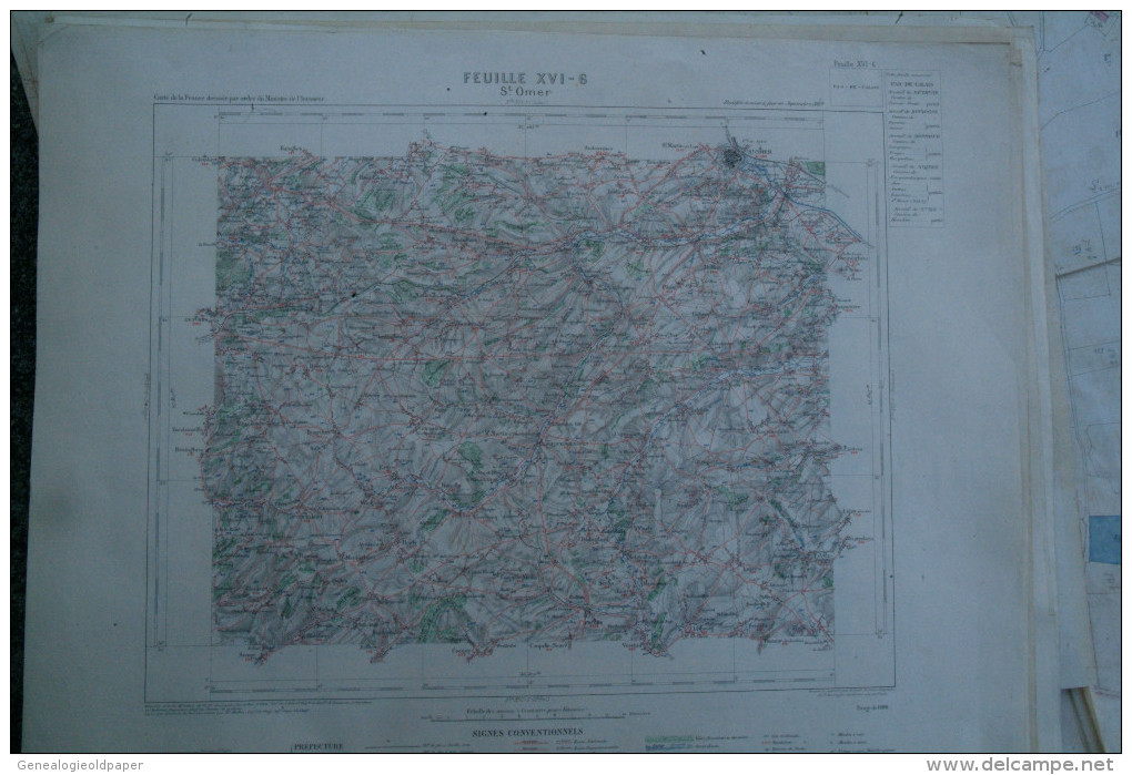 62-ST SAINT OMER-CARTE GEOGRAPHIQUE 1890-WIEQUINGHEM-COURSET-THEROUANNE-VERCHIN-BOMY-WISMES-BLEQUIN-COYECQUES-DELETTES- - Geographische Kaarten