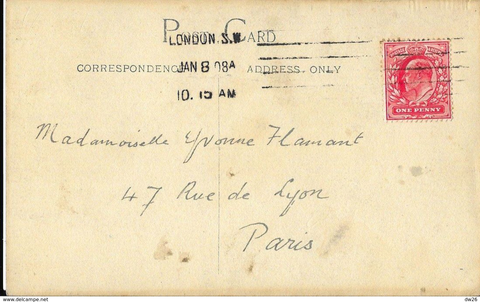 Partie De Cartes Entre Gentlemen - Tampon London S.W. 1908 - Cartes à Jouer