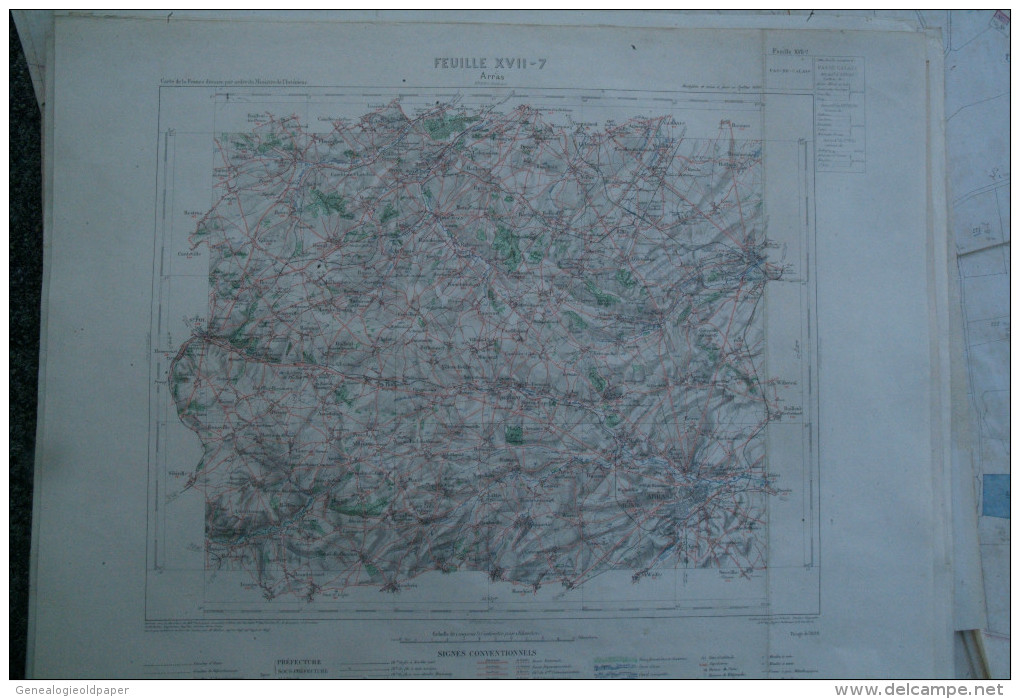 02- ARRAS - CARTE GEOGRAPHIQUE 1890-LIEVIN- LENS- BERLES-RANCHICOURT-FLORINGHEM-HOUCHAIN-BRYAS-BUNEVILLE-LIENCOURT-RUITZ - Carte Geographique