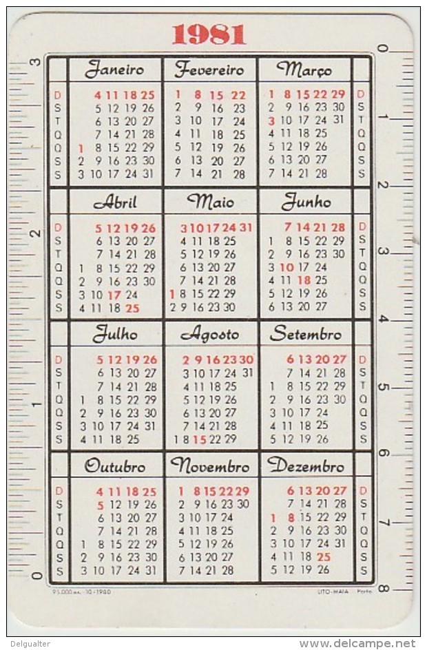Calendar - 1981 - Coca-Cola - Small : 1981-90