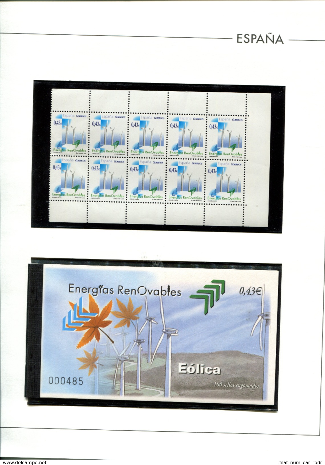 C.R CARNET DE 10 SELLOS Y 5 CARNET COMPLETO DE 100 SELLOS ENERGÍAS RENOVABLES 2009   4475/8 - Colecciones