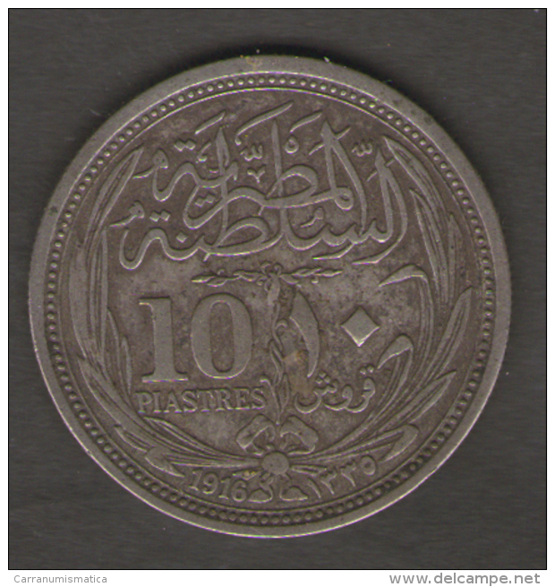 Egypt - King Hussein - 10 Piastres (1916) BRITISH PROTECTORATE AG SILVER - Egypte