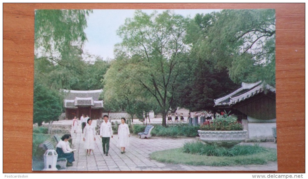 KOREA NORTH 1950s  Postcard - Kaesong  - Central Park - Animated - Corea Del Norte